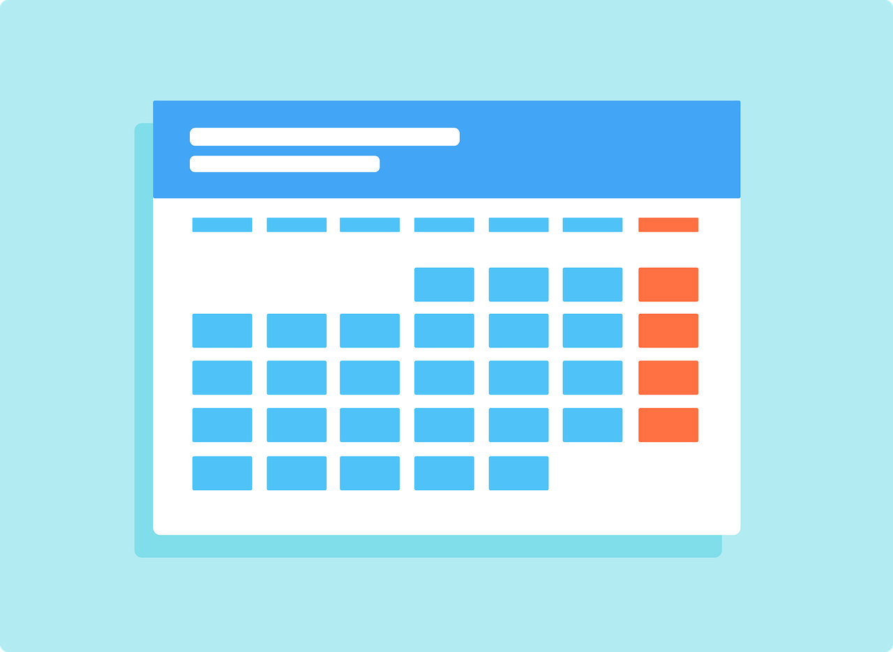Free calendar date month vector