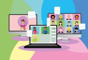 Free video conference video call online illustration